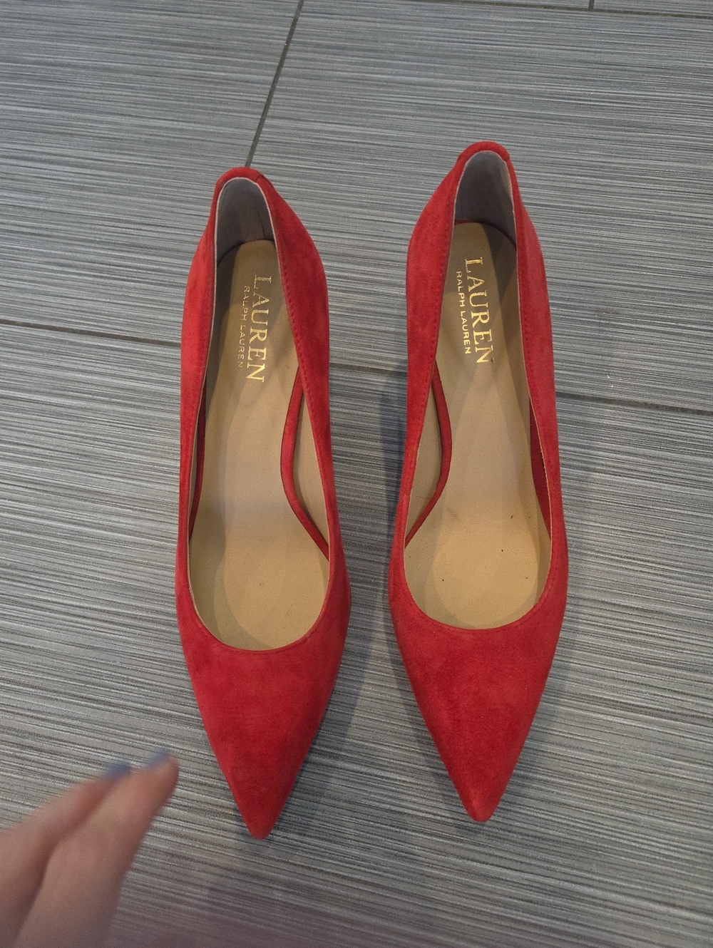 LAUREN Ralph Lauren Red Suede Pointed Toe Pumps